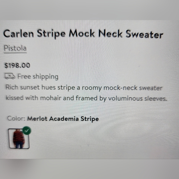 NWT Pistola Large merlot academia stripe sweater - Picture 4 of 7